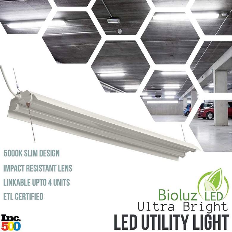 Image 1 Bioluz 47 1/2" Wide Bright White Dual LED Utility Shop Light