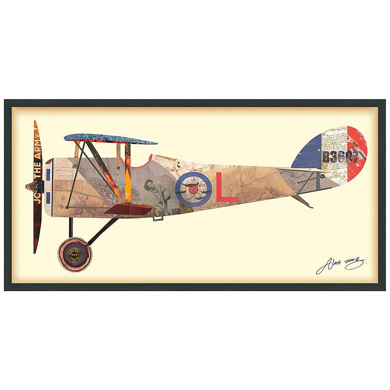 Image 2 Biplane #1 48" Wide Dimensional Collage Framed Wall Art