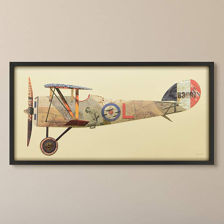 Image 1 Biplane #1 48" Wide Dimensional Collage Framed Wall Art