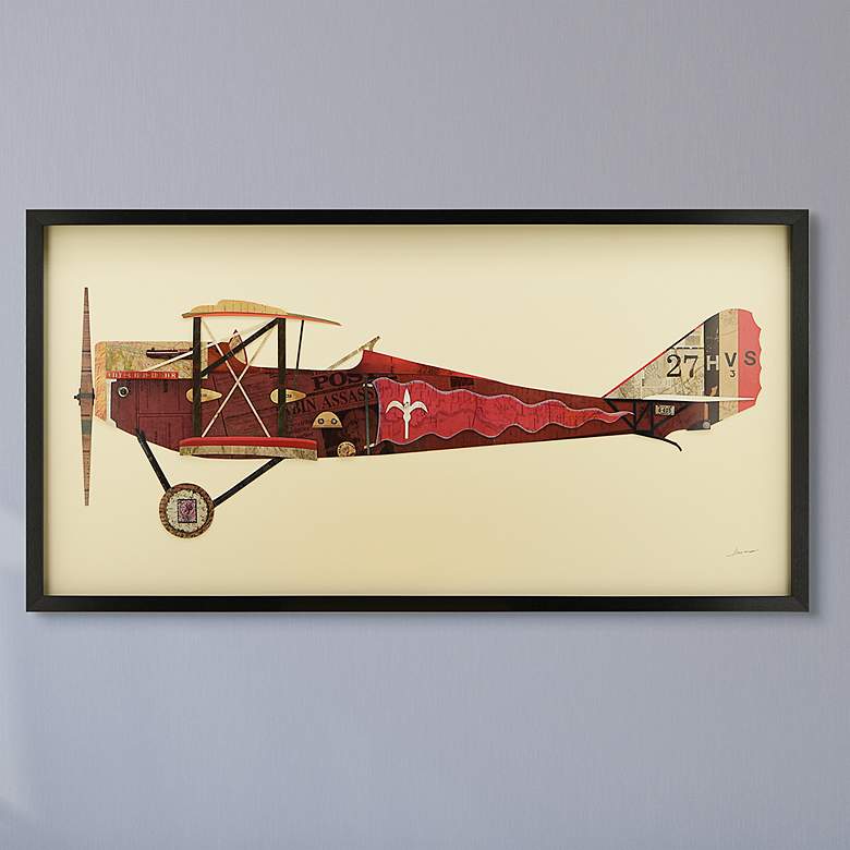 Image 1 Biplane #2 48" Wide Dimensional Collage Framed Wall Art