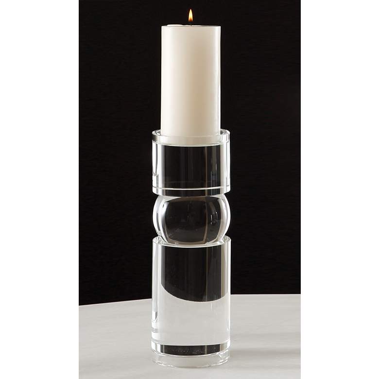 Image 1 Bipolar 11 1/2"H Polished Crystal Pillar Candle Holder