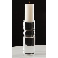 Bipolar 11 1/2&quot;H Polished Crystal Pillar Candle Holder