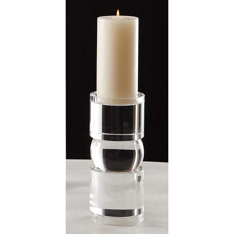 Image 1 Bipolar 9" High Polished Crystal Pillar Candle Holder