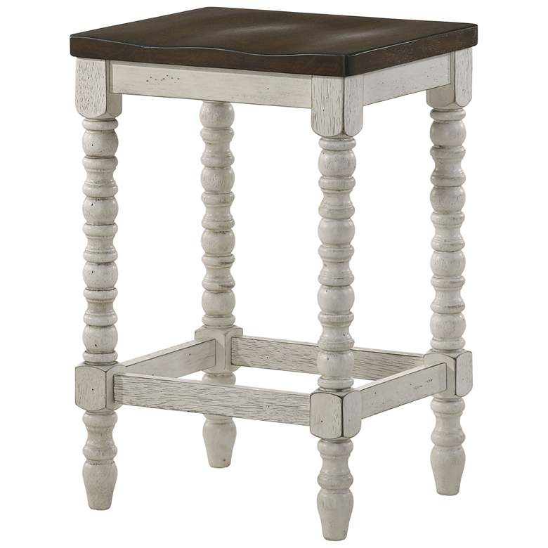 Image 3 Birch 24" Antique White Walnut Wood Counter Stools Set of 2 more views
