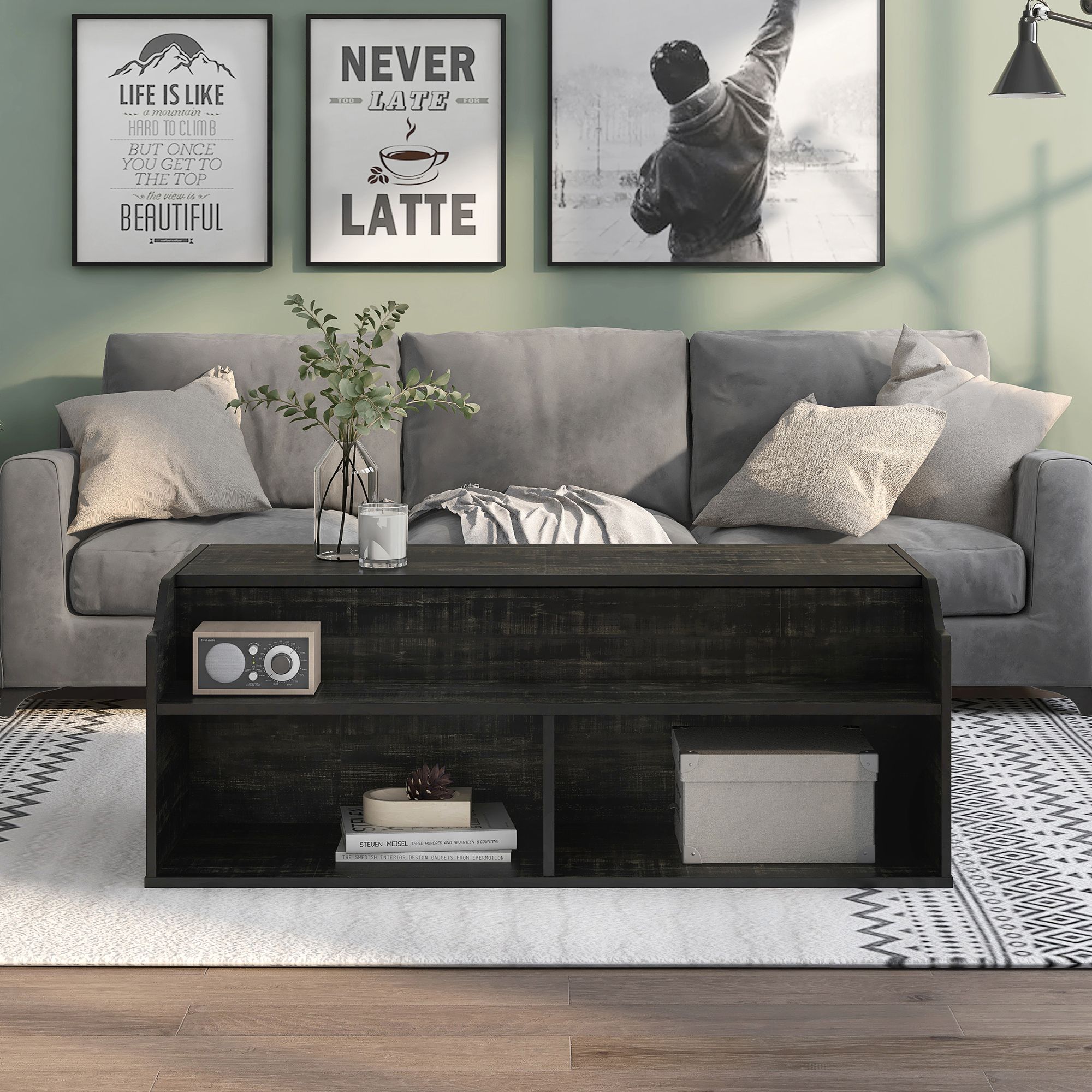 Birch 44 1/2" Wide Reclaimed Black Oak Lift-Top Coffee Table