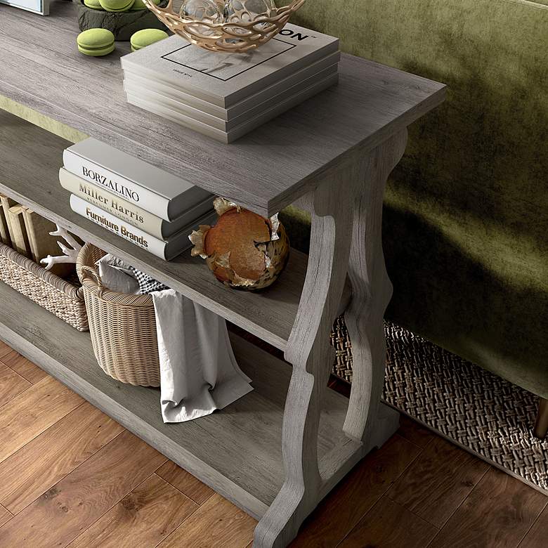 Image 5 Birch 47 1/4" Wide Vintage Gray Oak 2-Shelf Console Table more views