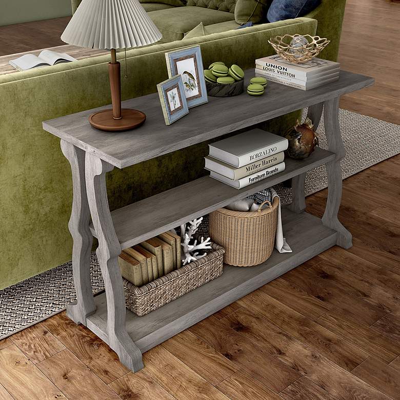 Image 6 Birch 47 1/4" Wide Vintage Gray Oak 2-Shelf Console Table more views
