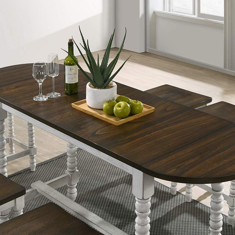 Image 7 Birch 71" Wide Walnut Antique White Counter Height Table more views
