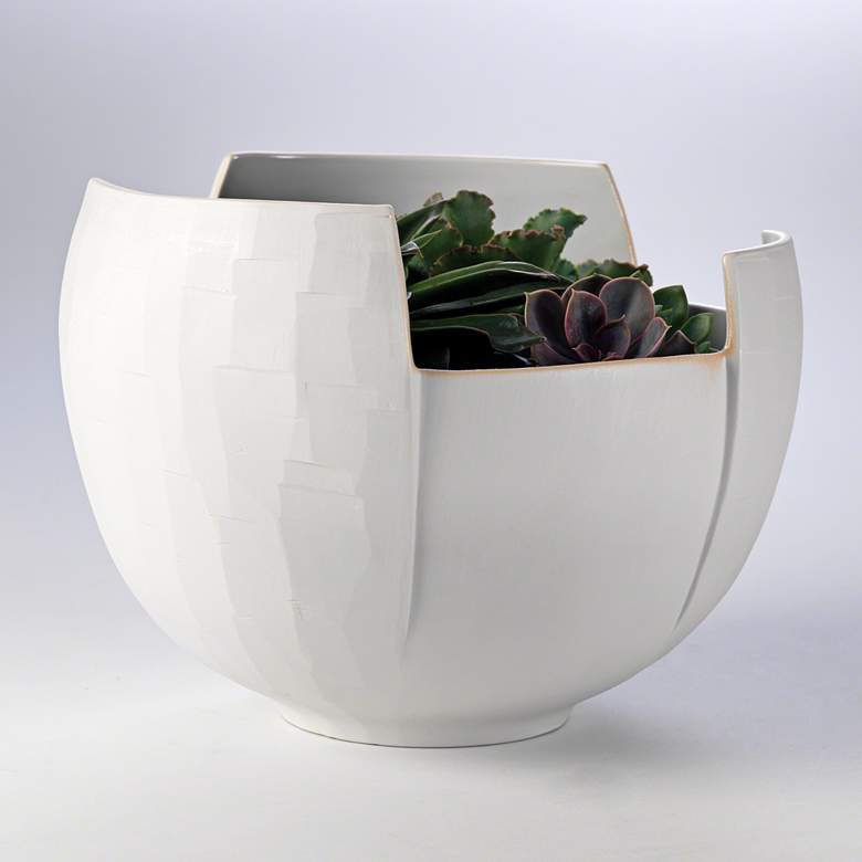 Image 1 Birch Bark Matte White Reactive Glaze Round Porcelain Bowl
