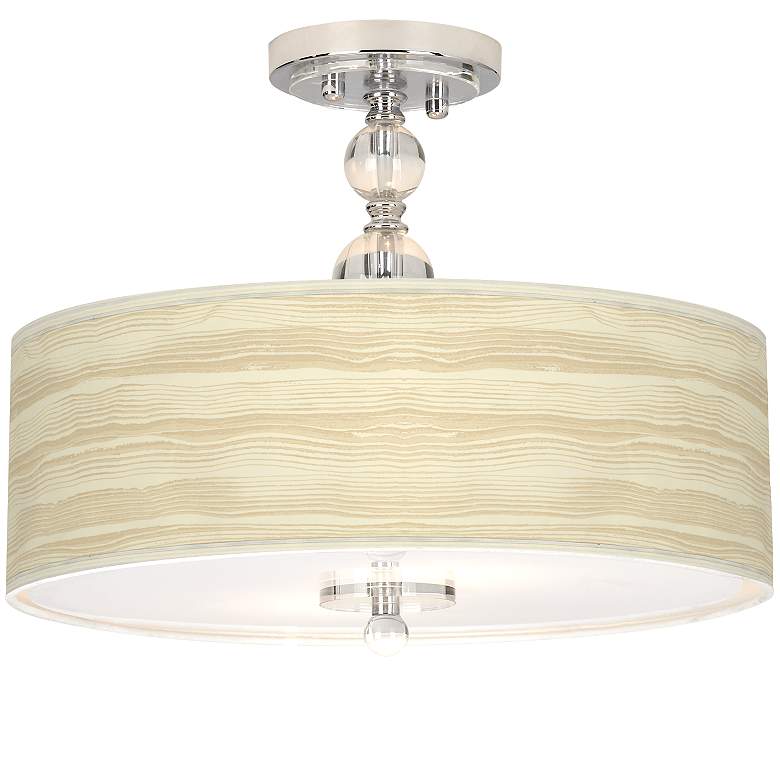 Image 1 Birch Blonde 16 inch Wide Crystal Accent Semi-Flush Ceiling Light