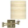 Birch Blonde Antique Brass Swing Arm Wall Lamp