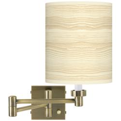 Birch Blonde Antique Brass Swing Arm Wall Lamp