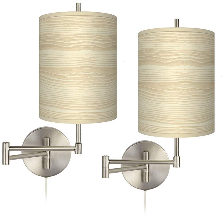 Image 1 Birch Blonde Tessa Brushed Nickel Swing Arm Wall Lamps Set of 2