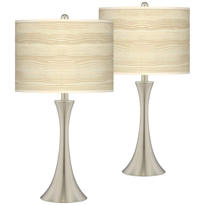 Image 1 Birch Blonde Trish 26 1/4"H Brushed Nickel Touch Table Lamps Set of 2