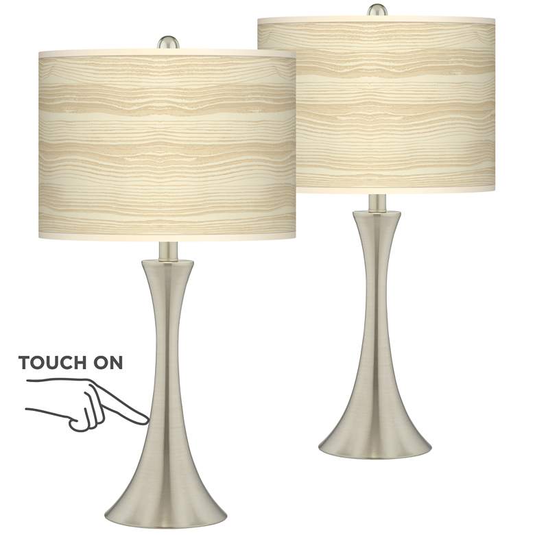 Image 1 Birch Blonde Trish Brushed Nickel Touch Table Lamps Set of 2