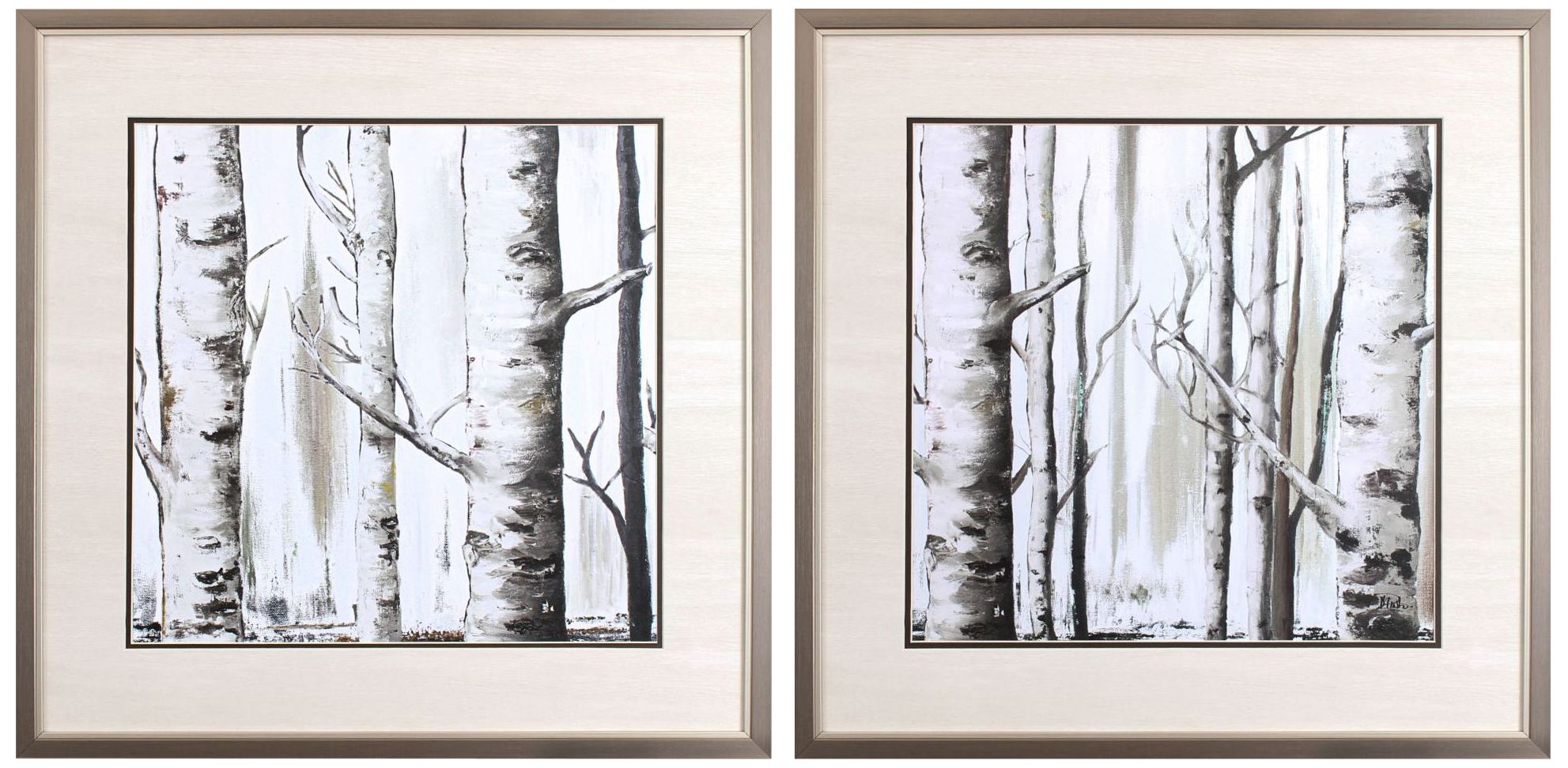 Birch Forest 25" Square 2-Piece Framed Wall Art Set