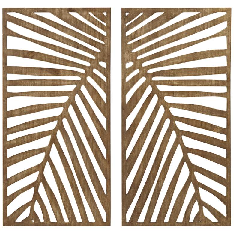 Image 2 Birch Palms Carved 35" High Dark Brown 2-Piece Wall Art Set