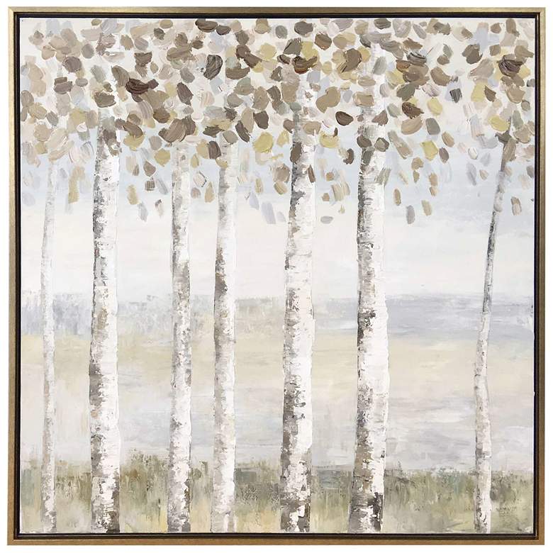 Image 1 Birch Shade 30in X 40in Hand Painted Framed Textured Stretched Canvas