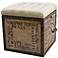 Birch Wood Crate Upholstered Storage Ottoman