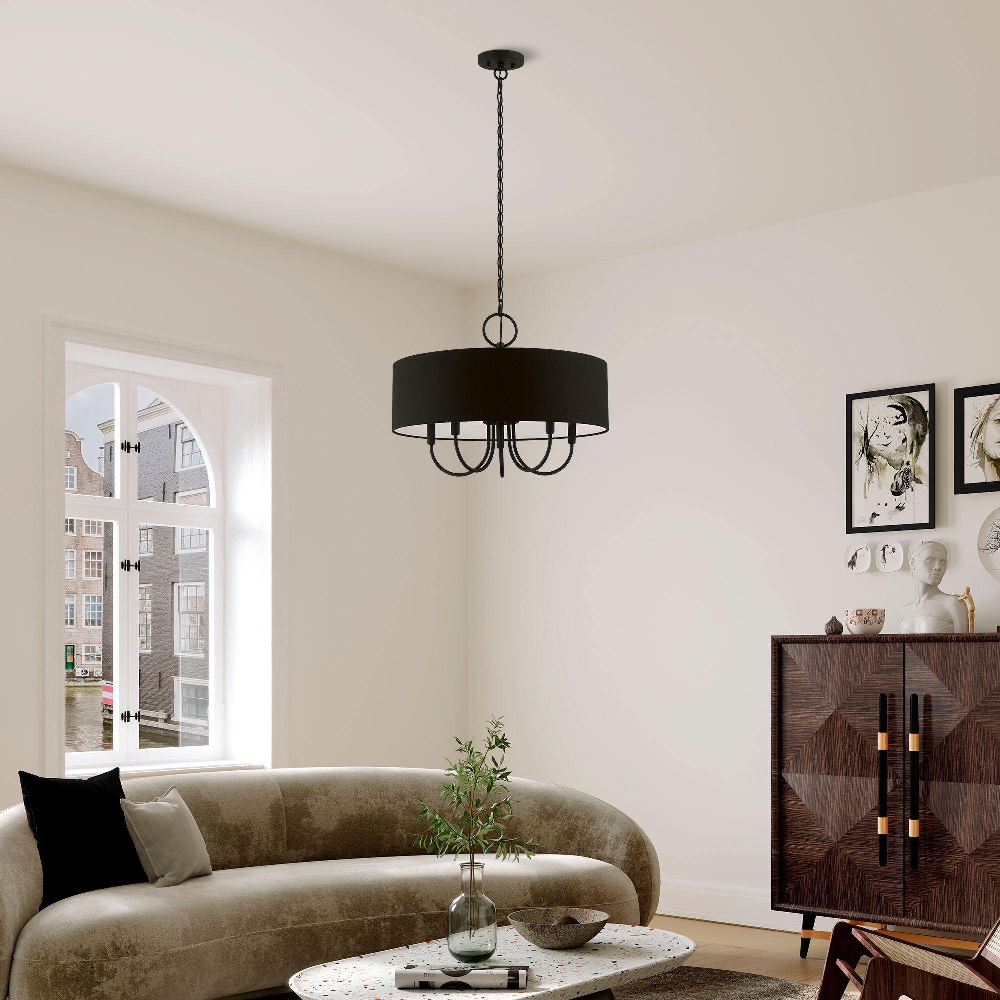 Birchwood 5 Light Black Pendant