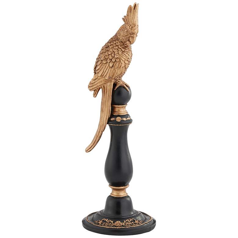 Image 1 Bird 13" High Hand-Painted Black and Gold Decorative Statue