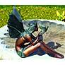 Bird Fairy Bronze 11" High Cast Brass Outdoor Statue