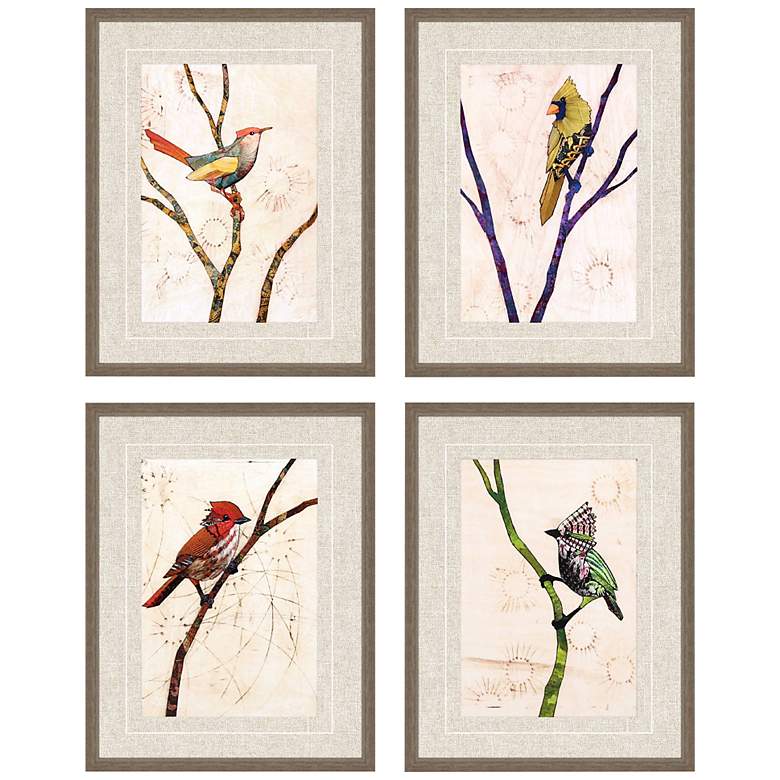 Image 3 Bird Family 26" High Rectangular 4-Piece Framed Wall Art Set