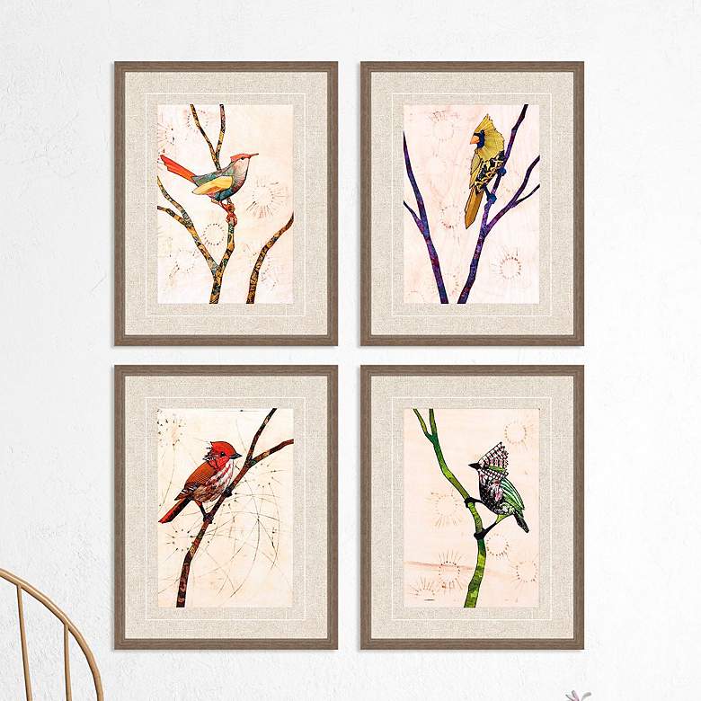 Image 2 Bird Family 26" High Rectangular 4-Piece Framed Wall Art Set