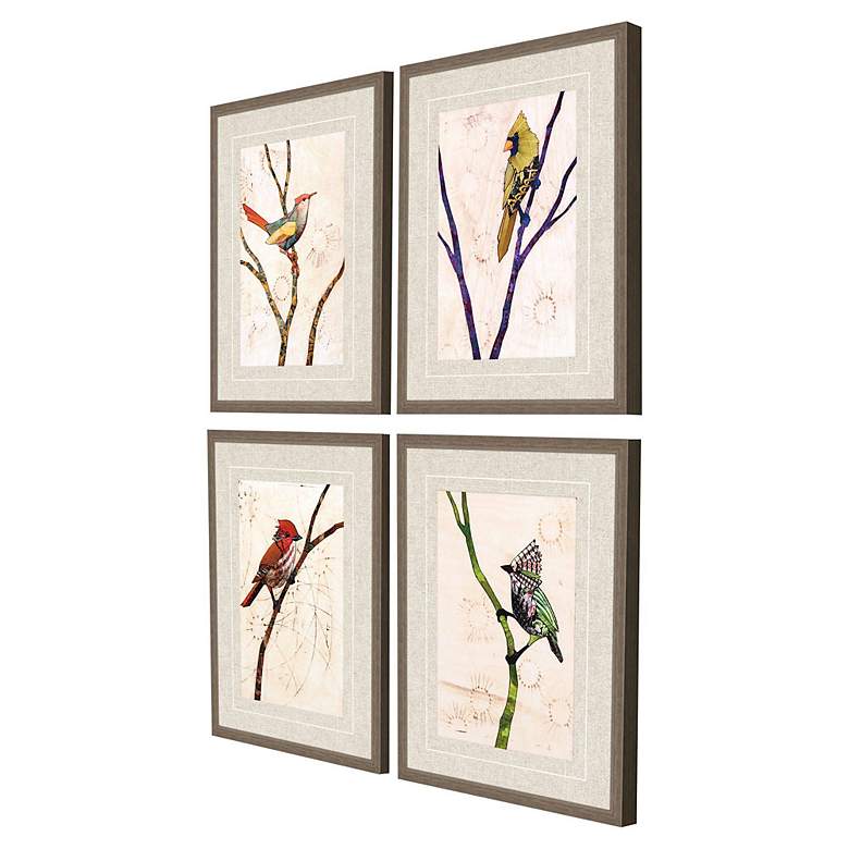 Image 5 Bird Family 26" High Rectangular 4-Piece Framed Wall Art Set more views