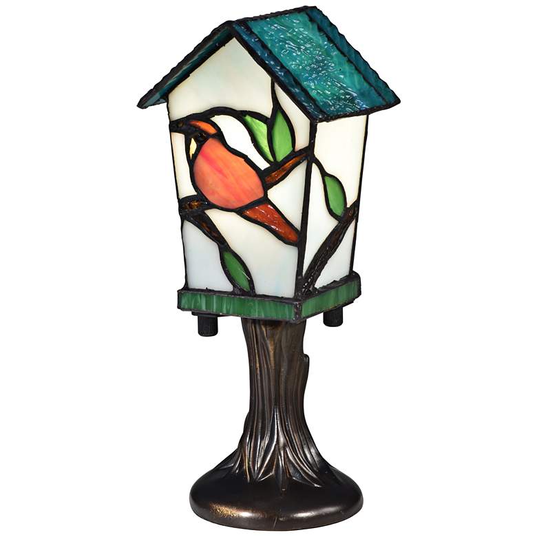 Image 1 Bird House 10 inch High Bronze Tiffany-Style Accent Table Lamp