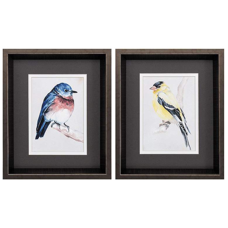 Image 1 Bird on Branch I 9"W x 11"H Framed Art Set of 2