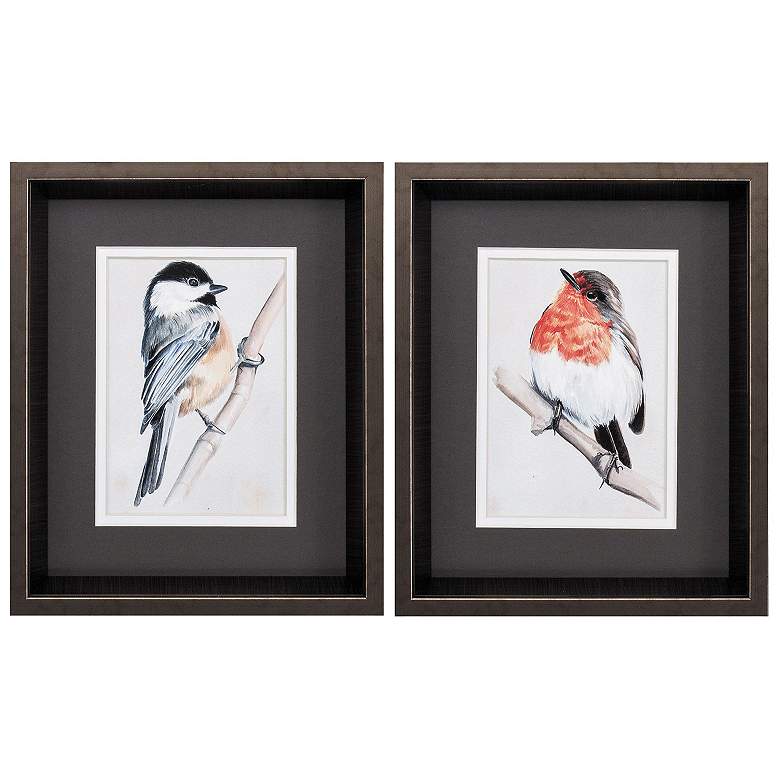 Image 1 Bird on Branch II 9"W x 11"H Framed Art Set of 2