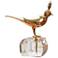 Bird On Crystal Rock 12"H Vintage Style Brass Sculpture