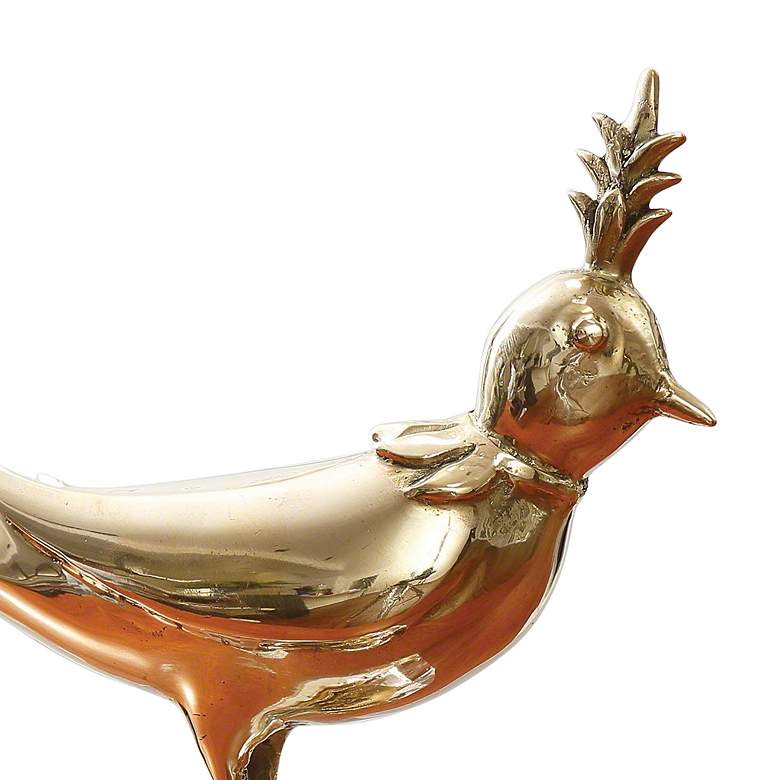Image 3 Bird On Crystal Rock 12 inchH Vintage Style Brass Sculpture more views