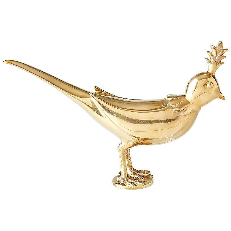 Image 4 Bird On Crystal Rock 12"H Vintage Style Brass Sculpture more views
