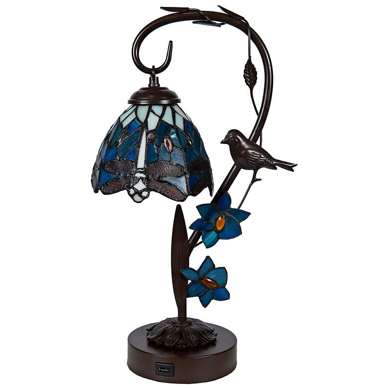Image 6 Bird On Vine Dragonfly 18"H Antique Bronze Accent Table Lamp more views