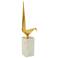 Bird Statue III - Gold Finish on Metal with White Marble Base