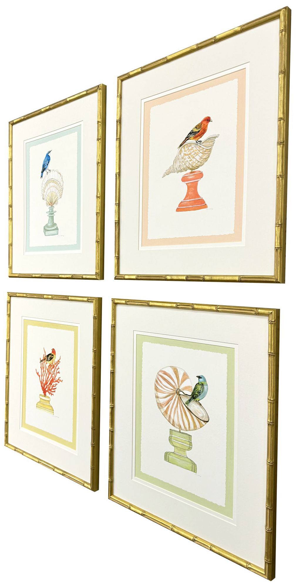 Image 2 Bird with Shell 19"W x 22"H Framed Art Set of 4 more views