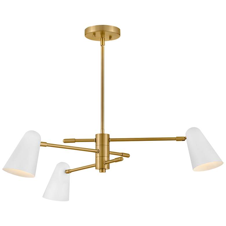 Image 6 Birdie 30" Wide Lacquered Brass 3-Tier Chandelier more views