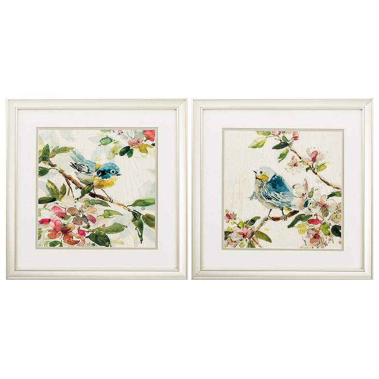 Image 1 Birds and Blossoms 18"W x 18"H Framed Art Set of 2