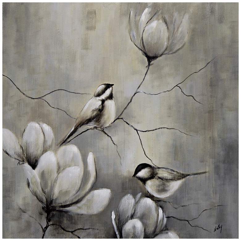 Image 1 Birds and Flowers 30 inch Square Hand-Painted Wall Art