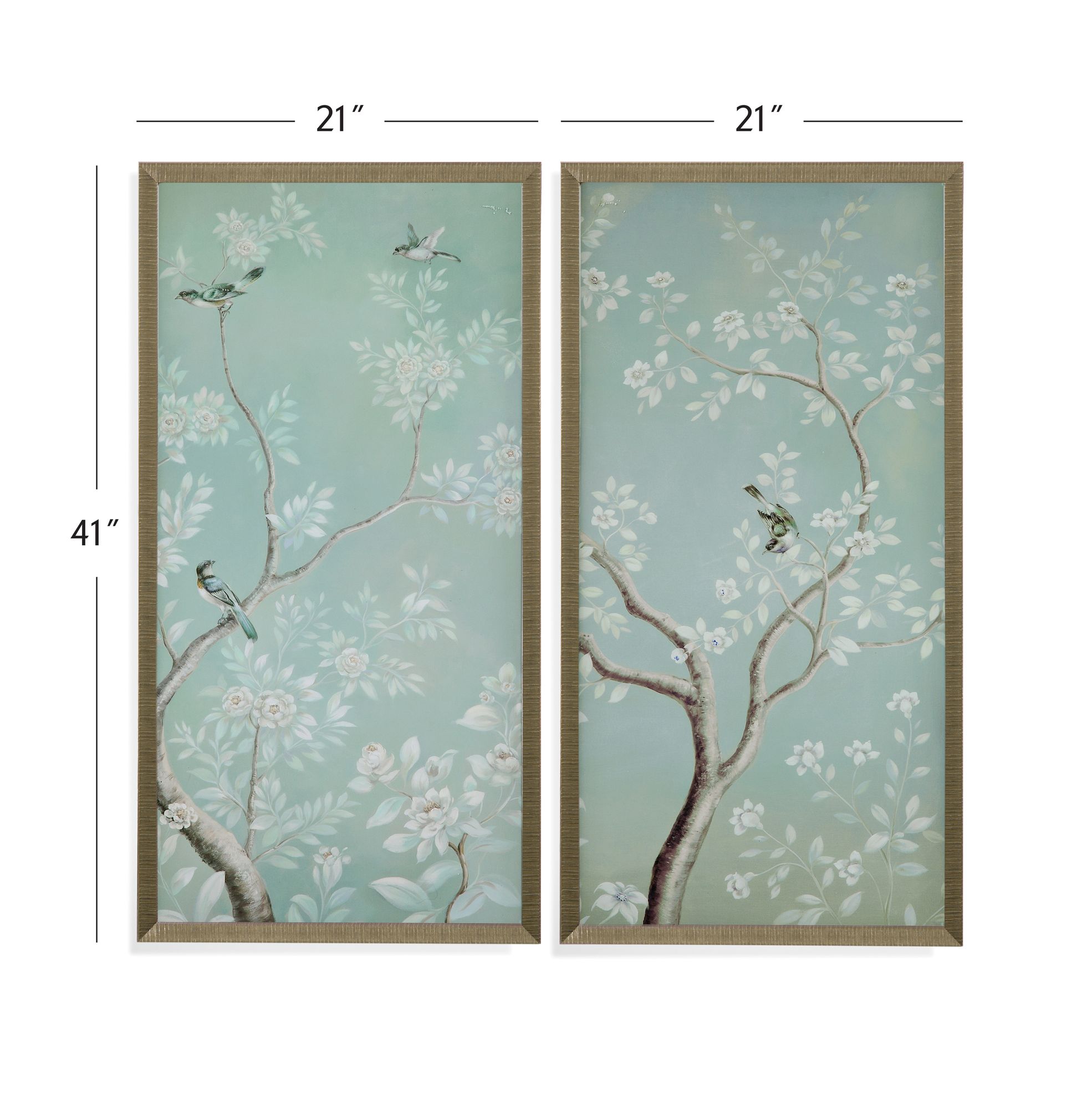 Image 3 Birds & Flowers 21" x 41" Framed Print Set of 2 more views