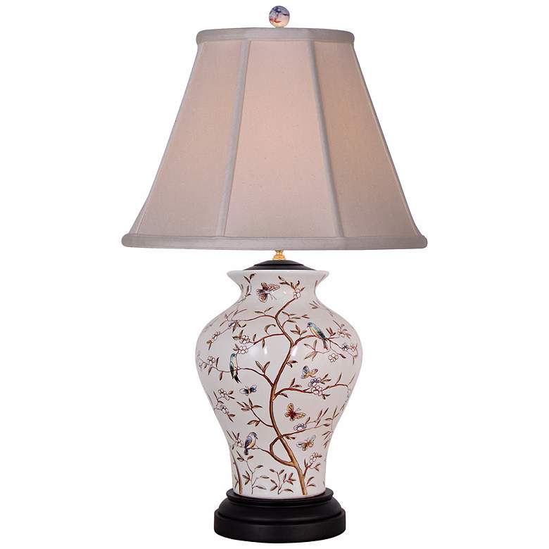 Image 2 Birds in a Tree 26 inch High Hand-Painted Traditional Porcelain Table Lamp