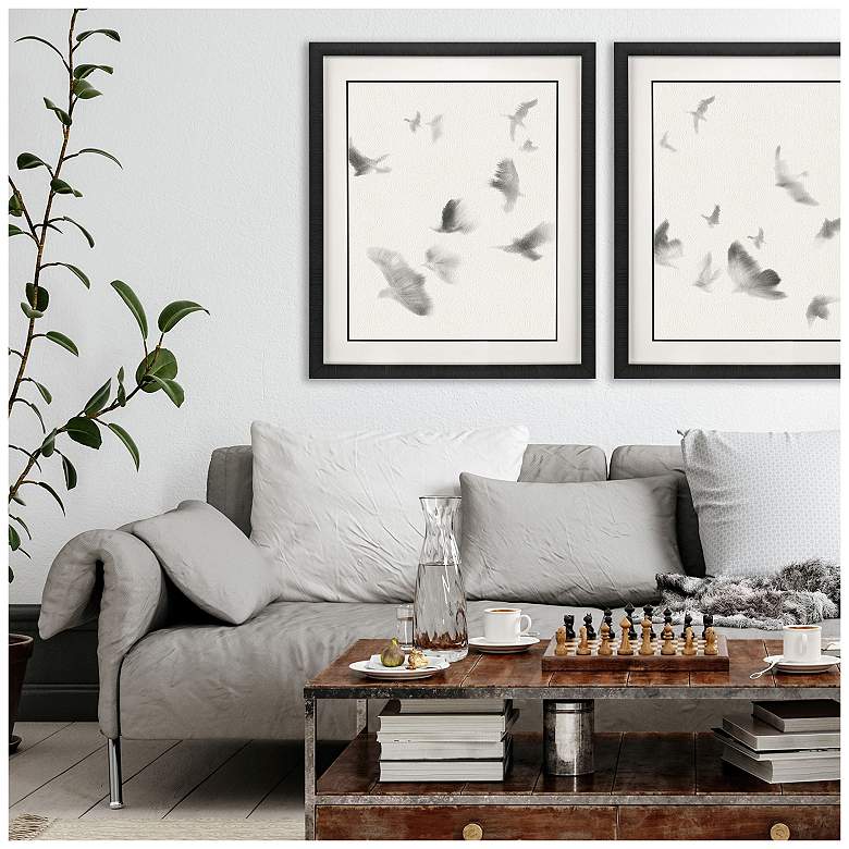 Image 4 Birds in Flight Glide 33"W x 39"H Transitional Framed Art more views