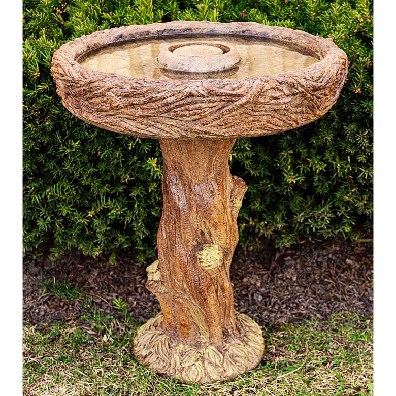 Image 1 Birds Nest 24 1/2" High Relic Hi-Tone Outdoor Birdbath