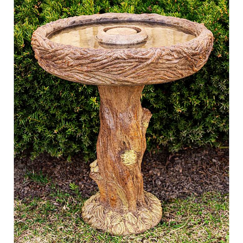 Image 1 Birds Nest 24 1/2 inch High Relic Hi-Tone Outdoor Birdbath