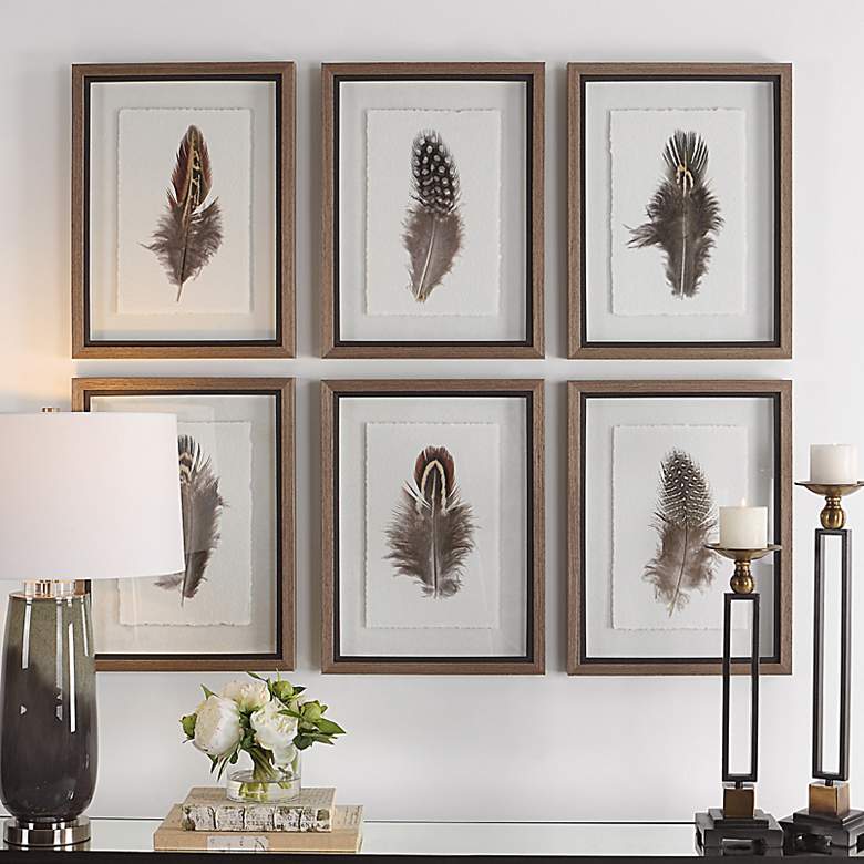 Image 2 Birds of a Feather 20"H 6-Piece Printed Framed Wall Art Set