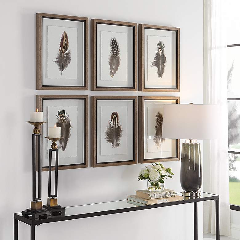 Image 5 Birds of a Feather 20"H 6-Piece Printed Framed Wall Art Set more views