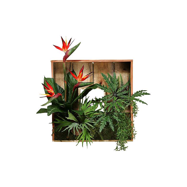 Image 1 Birds of Paradise 34 inch Wide Faux Flowers in Shadow Box