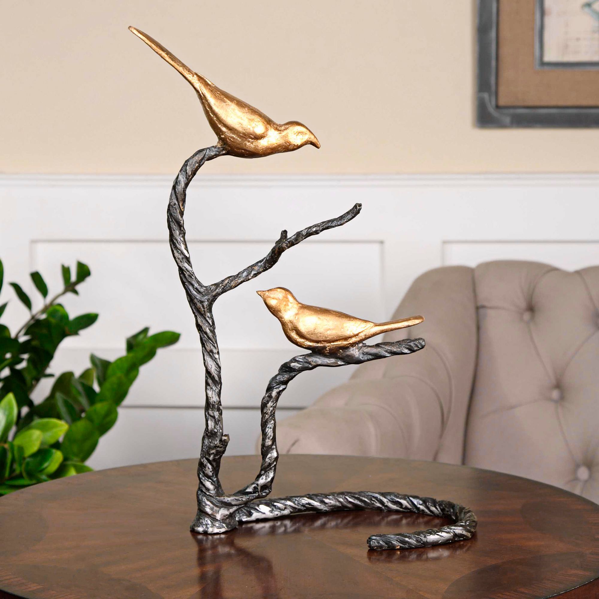 Outlets Gold brass bird statue, modern gold metal animal statue Home Deco art decorative